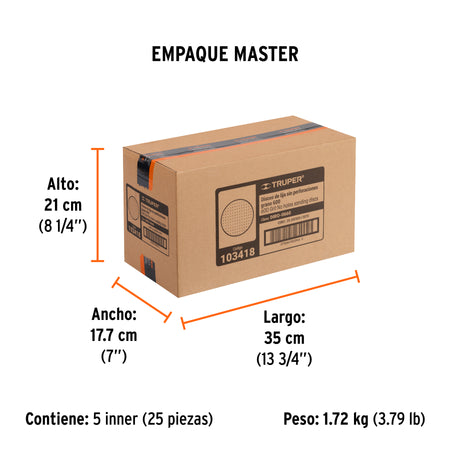 Paquete c/5 discos de lija 6" grano 600 ciegos