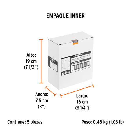 Paquete c/5 discos de lija 6" grano 60 ciegos