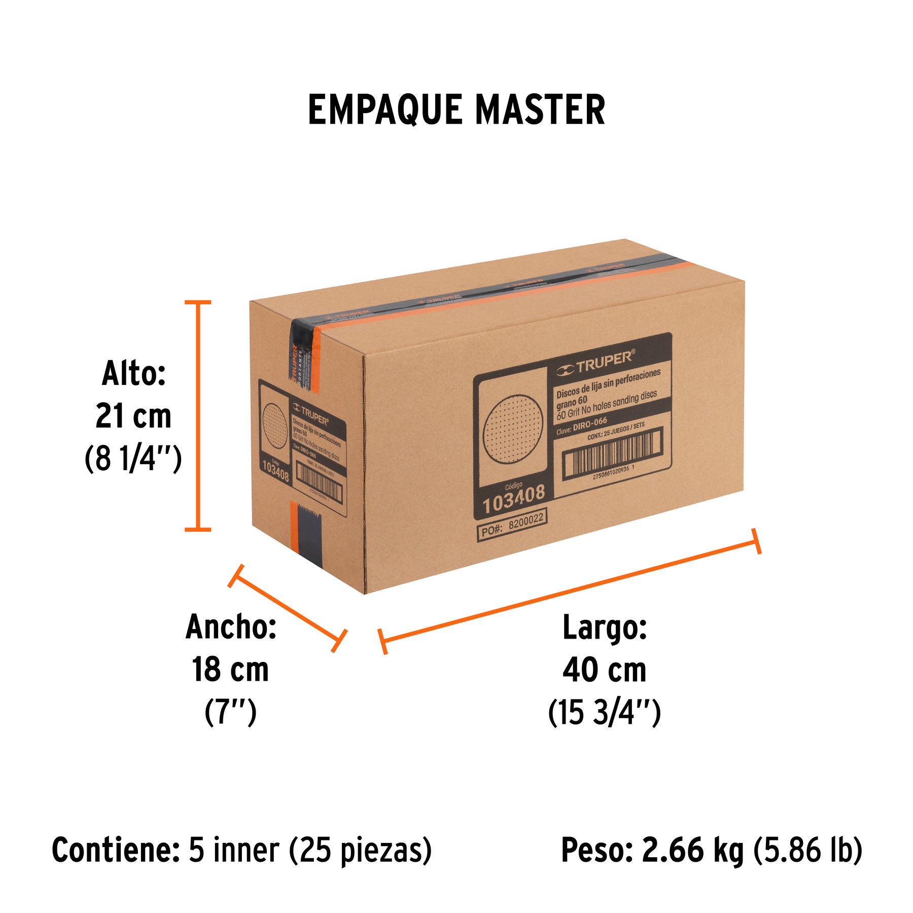 Paquete c/5 discos de lija 6" grano 60 ciegos