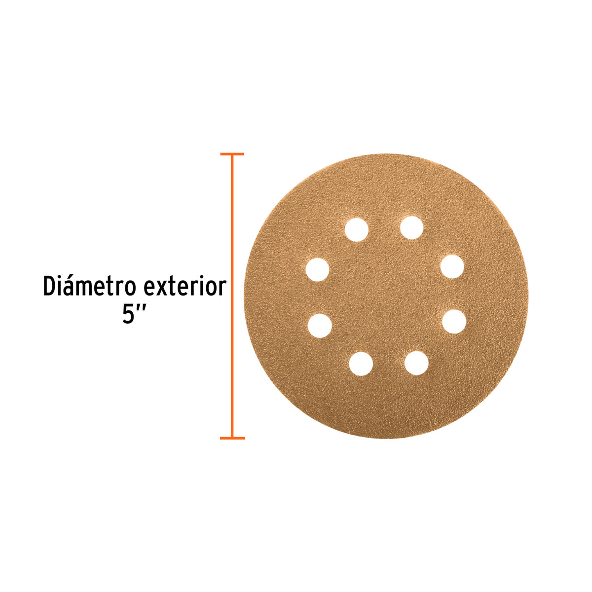 Paquete con 5 discos de lija 5" grano 100 8 perforaciones