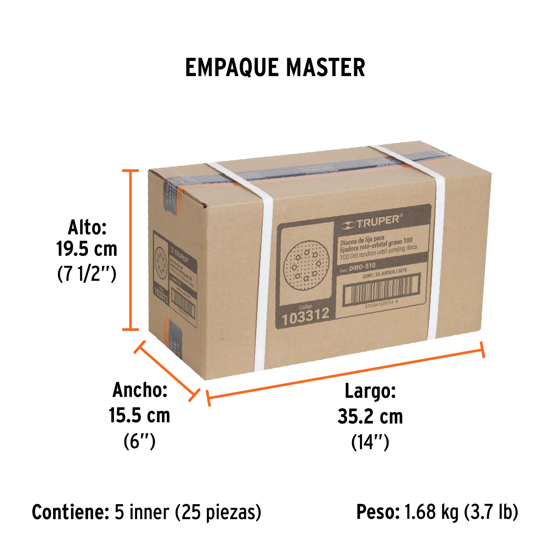 Paquete con 5 discos de lija 5" grano 100 8 perforaciones