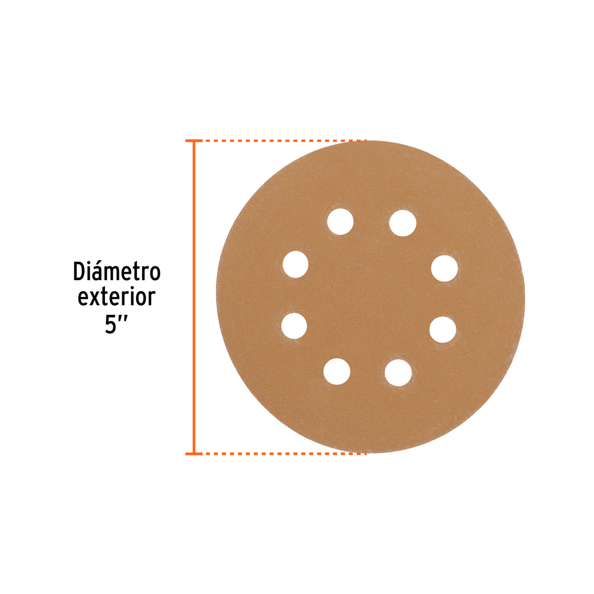 Paquete con 5 discos de lija 5" grano 150 8 perforaciones