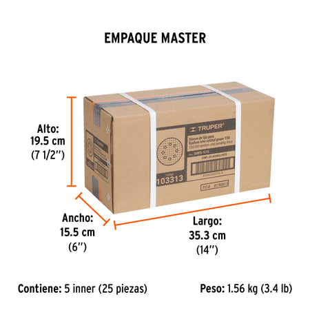 Paquete con 5 discos de lija 5" grano 150 8 perforaciones