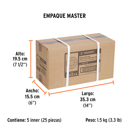 Paquete con 5 discos de lija 5" grano 220 8 perforaciones