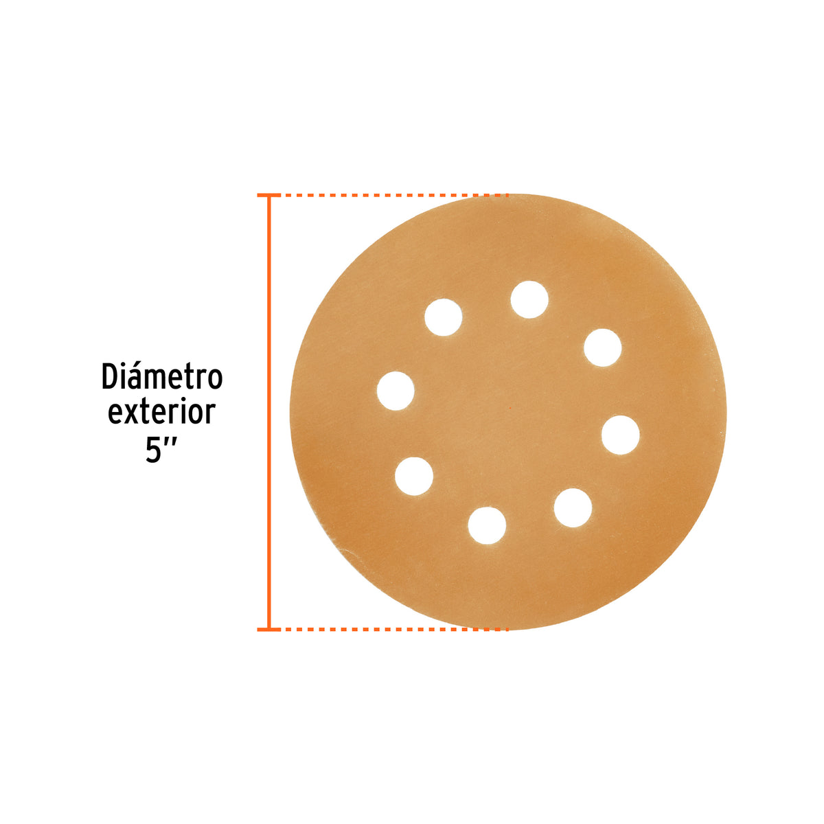 Paquete con 5 discos de lija 5" grano 400 8 perforaciones