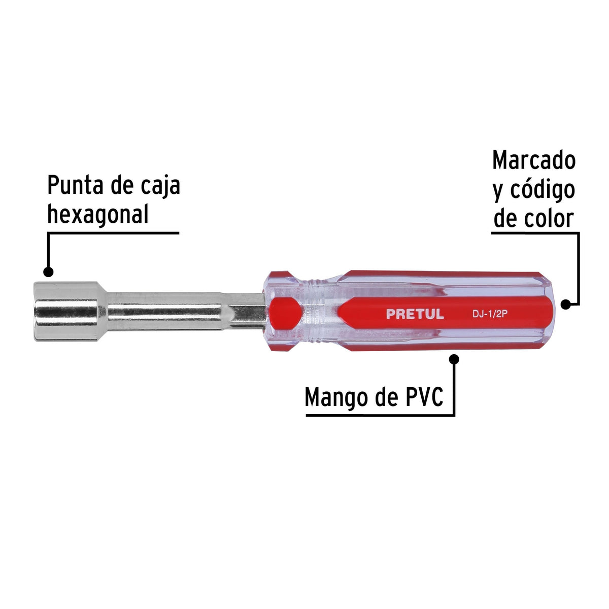 Desarmador de caja 1/2' mango de PVC, Pretul 1/2'