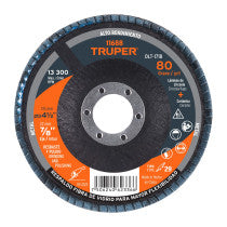 Disco laminado grano 80 centro fibra TRUPER 4-1/2"