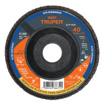 Disco laminado grano 40 centro plastico TRUPER 4-1/2"