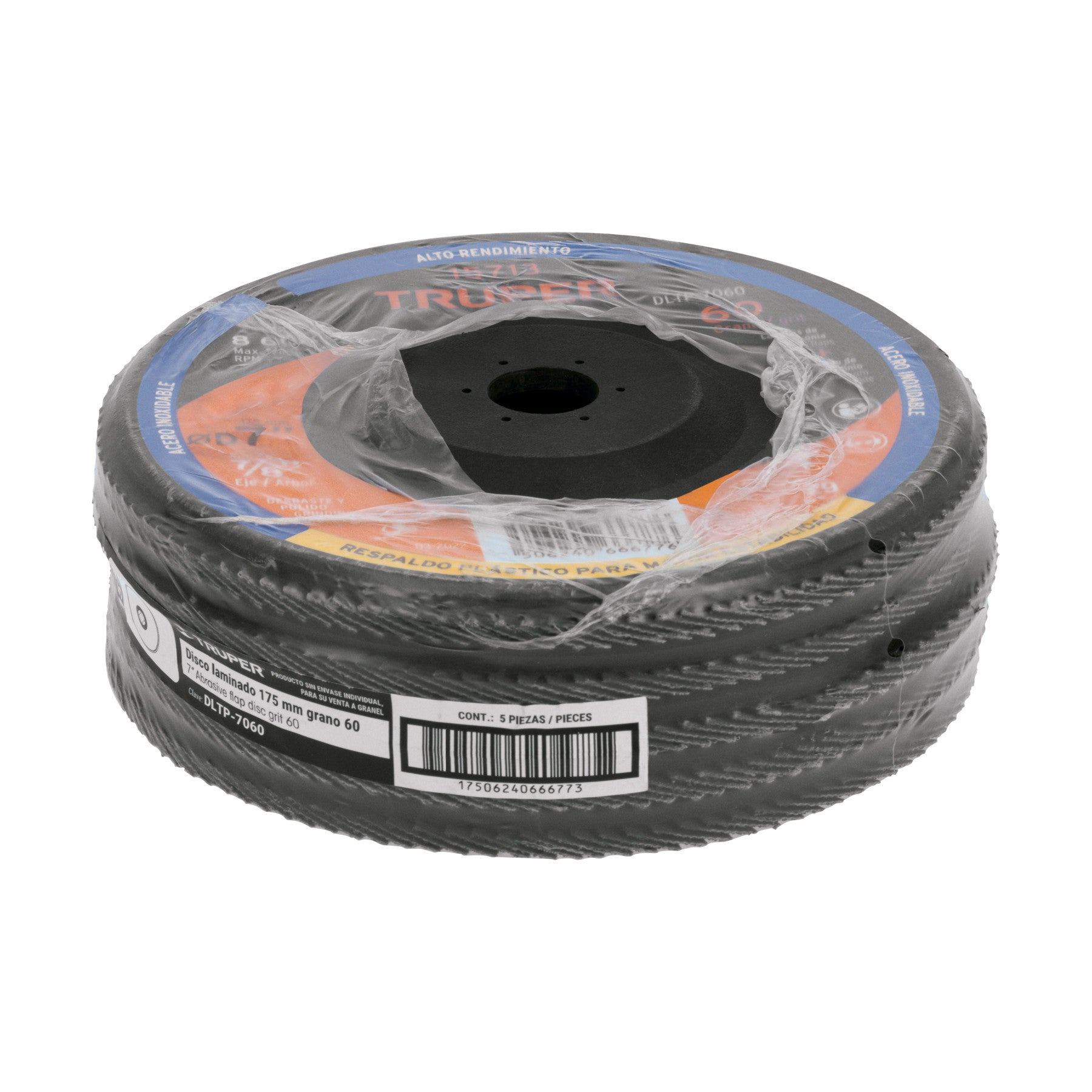 Disco laminado grano 60 centro plastico TRUPER 4-1/2"