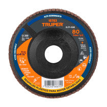 Disco laminado grano 80 centro plastico TRUPER 4-1/2"