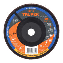 Disco laminado grano 80 centro plastico TRUPER 7/8"