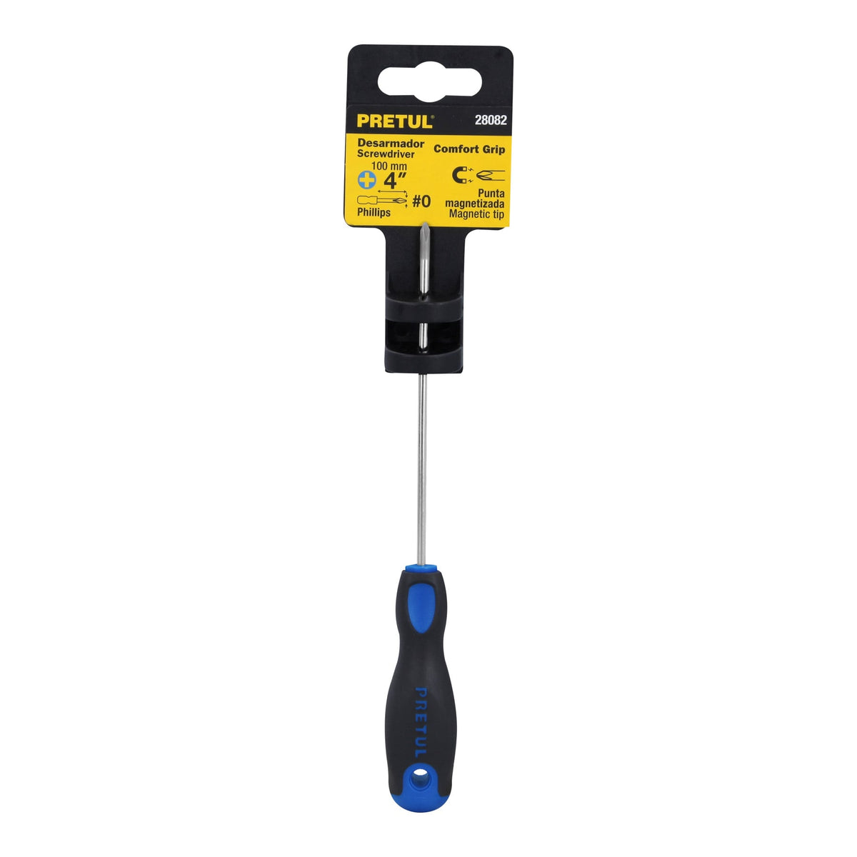 Desarmador de cruz 1/8' x 4' mango Comfort Grip, Pretul