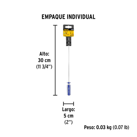 Desarmador de cruz 1/8' x 8' mango de PVC, Pretul