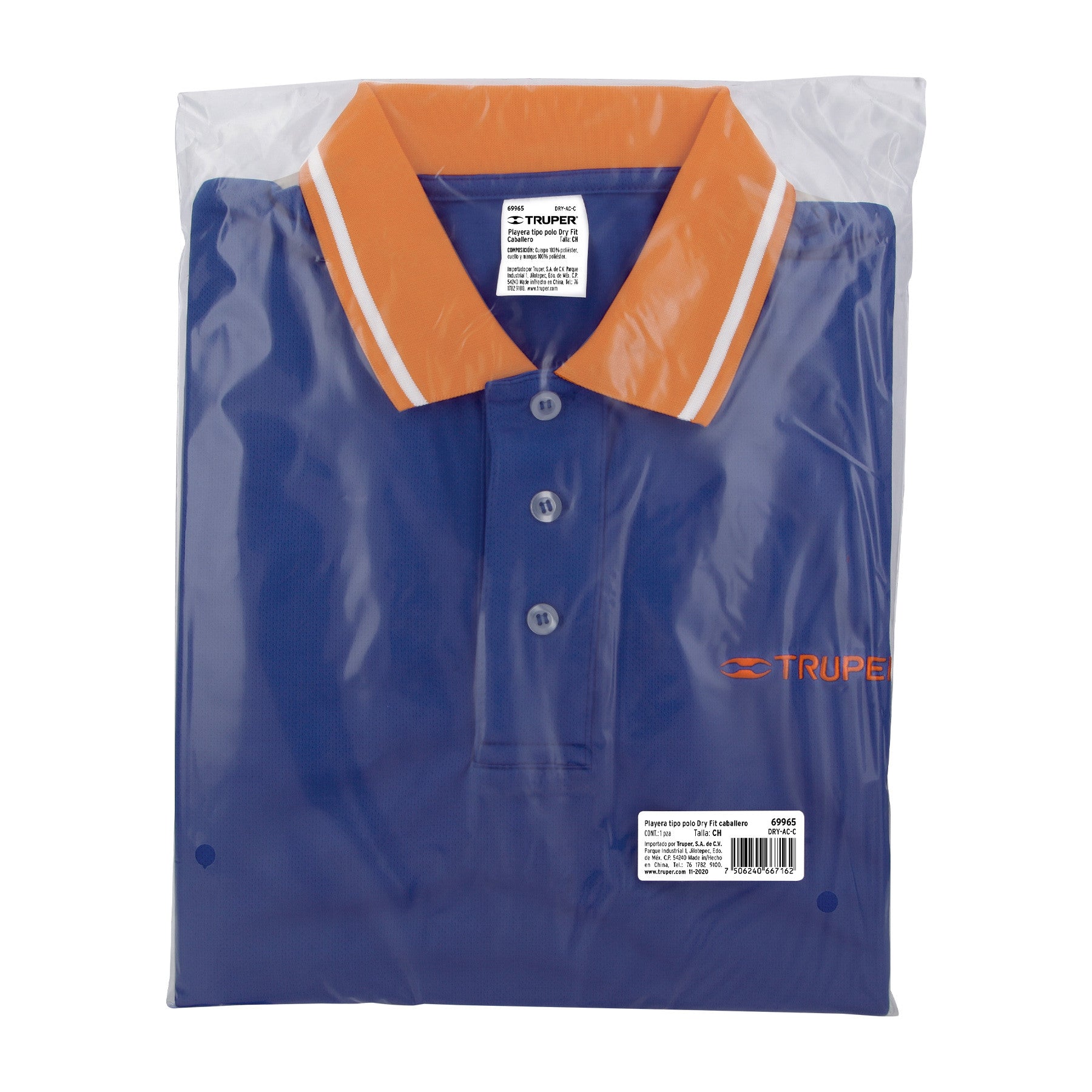 Playera polo performance para hombre, azul, EEG, Truper azul