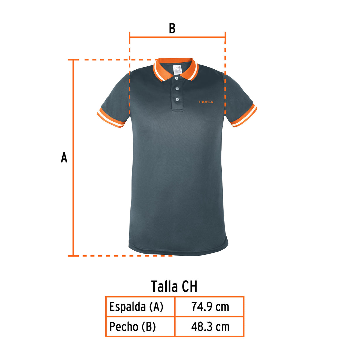 Playera polo performance para hombre, blanca, CH, Truper