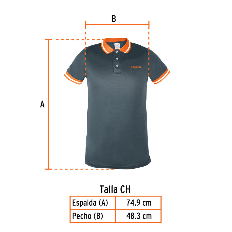 Playera polo performance para hombre, blanca, CH, Truper