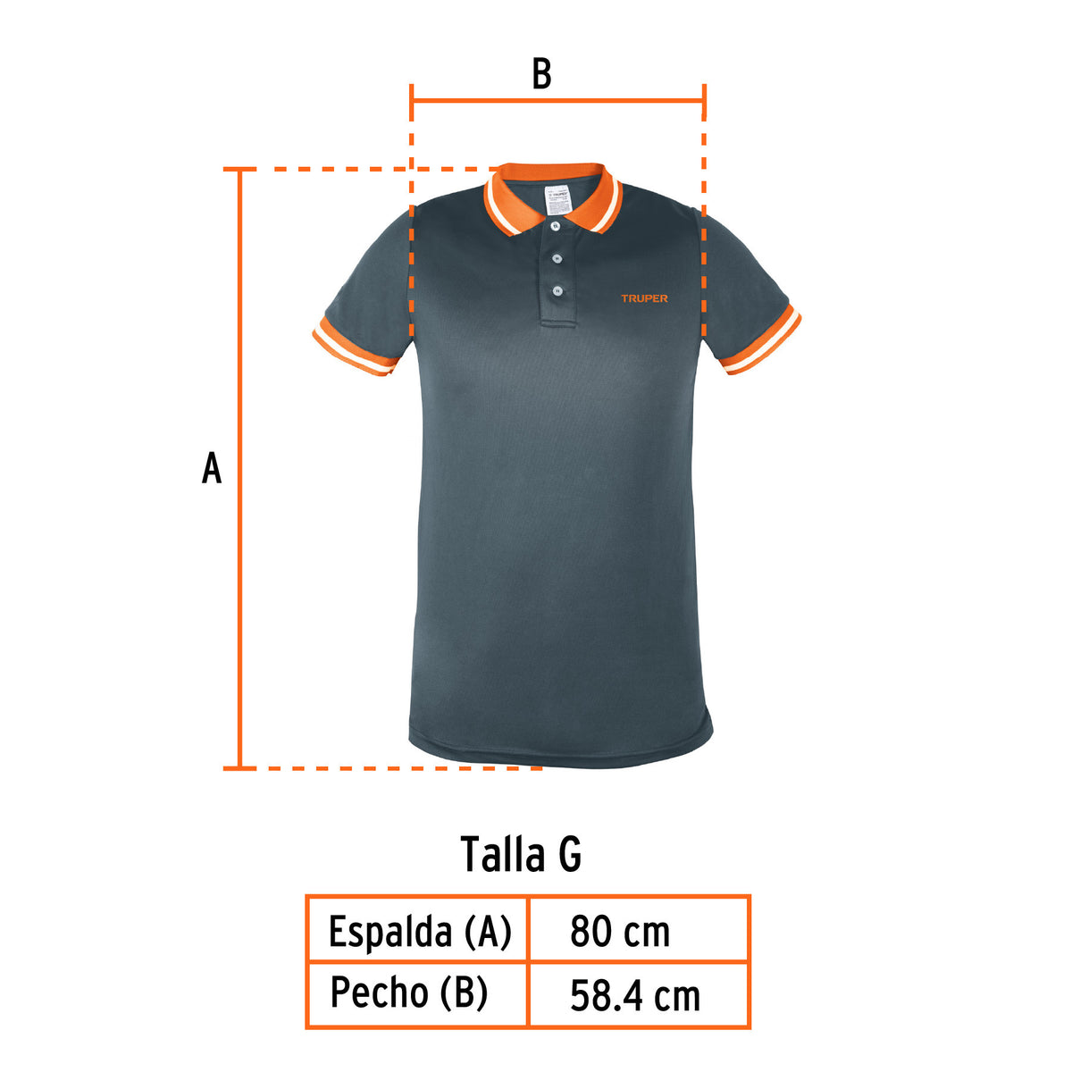Playera polo performance para hombre, blanca, G, Truper