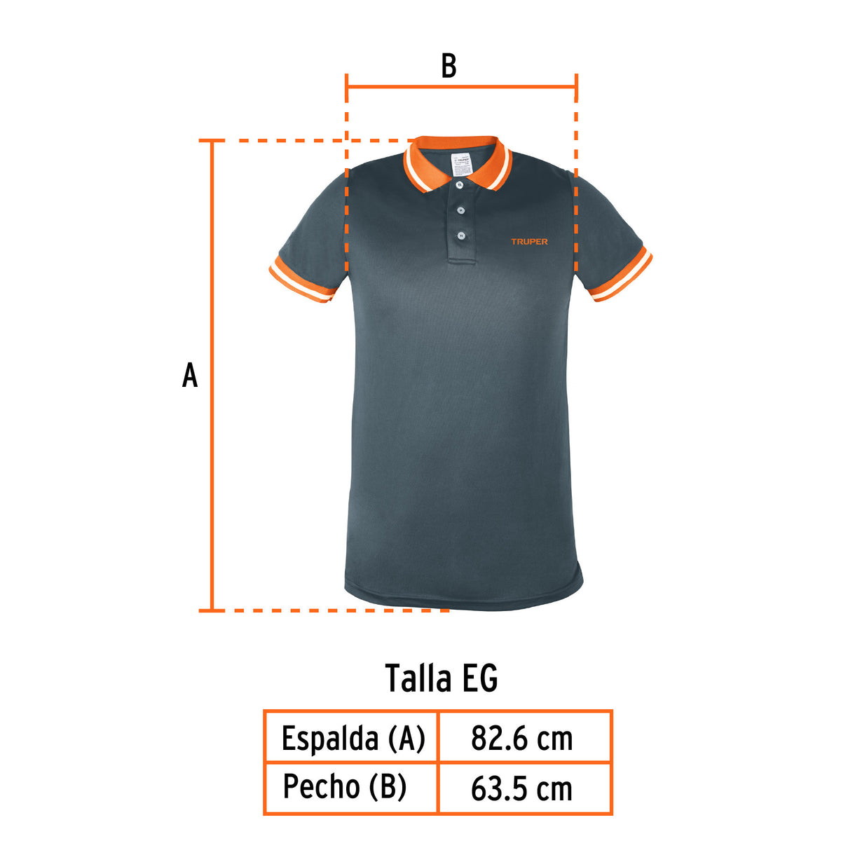 Playera polo performance para hombre, blanca, EG, Truper