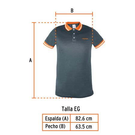 Playera polo performance para hombre, blanca, EG, Truper