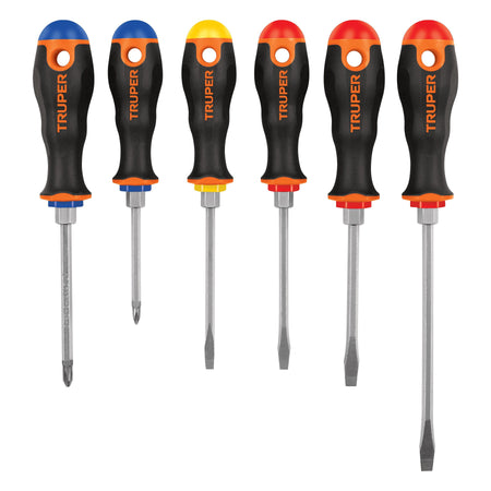 Juego de 6 desarmadores mango Comfort Grip Truper