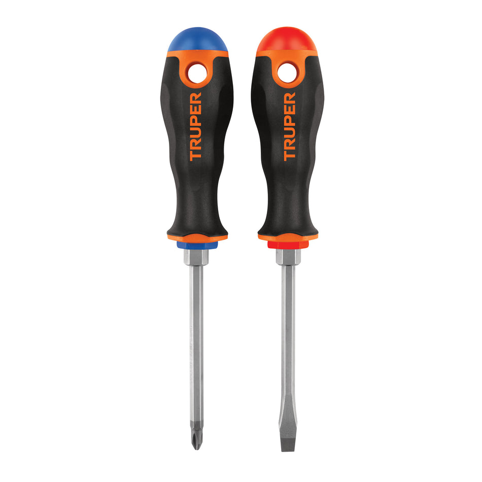 Dúo de desarmadores 1/4' x 4' mango Comfort Grip, Truper 1/4', 4'