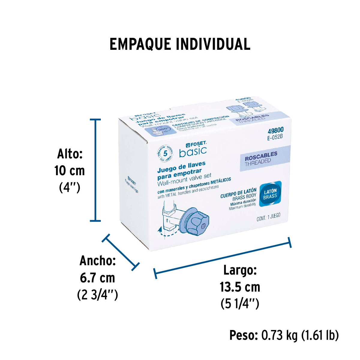 Juego llaves empotrar roscables maneral metalico BASIC
