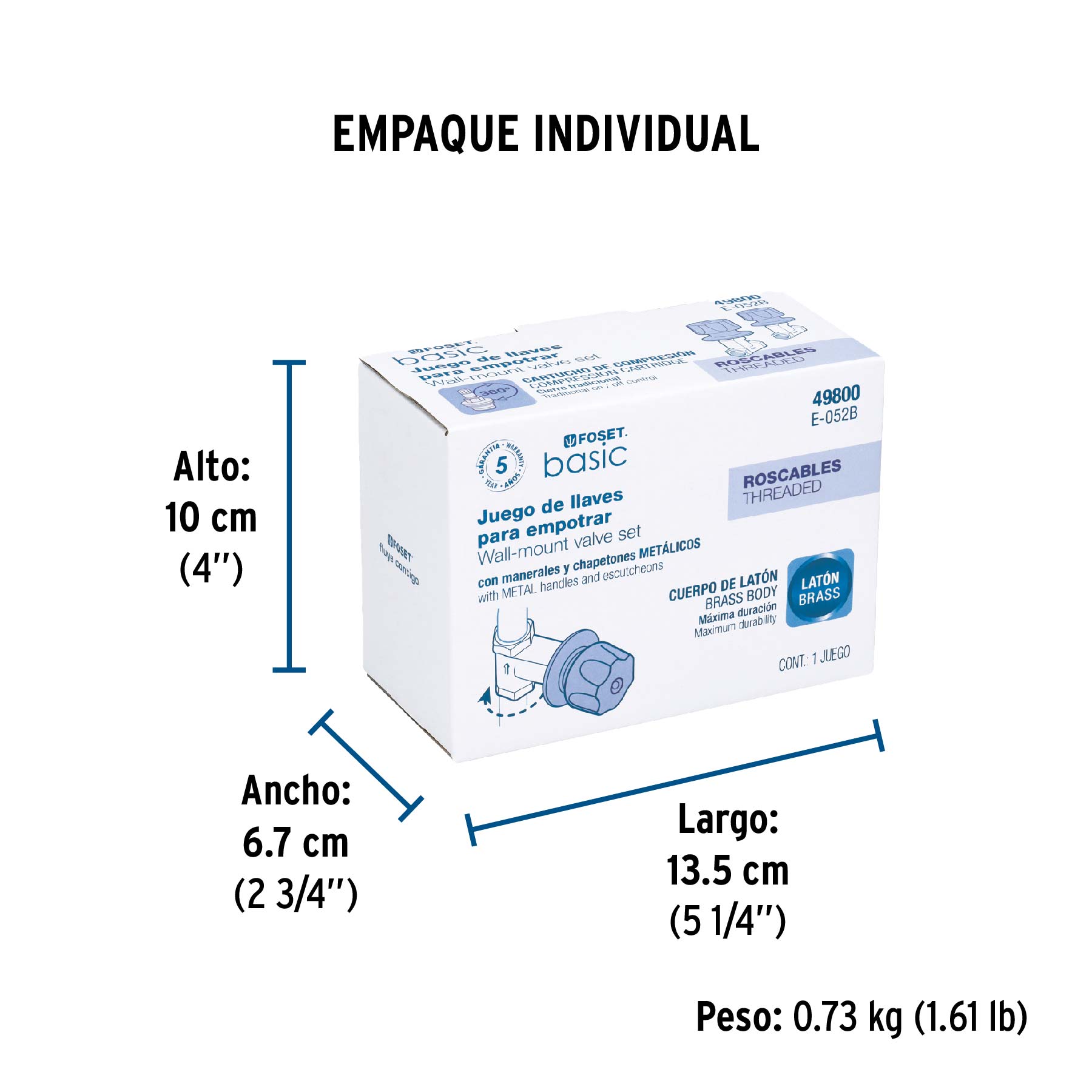 Juego llaves empotrar roscables maneral metalico BASIC