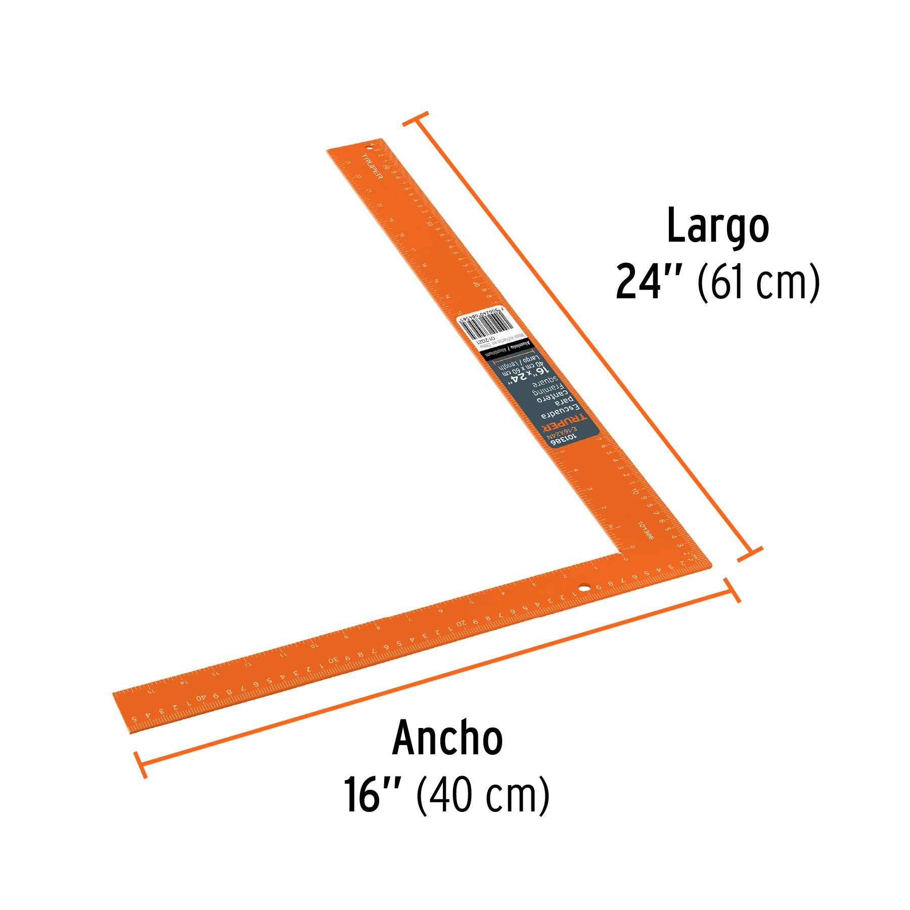 Escuadra 16'x24' de aluminio color naranja para cantero
