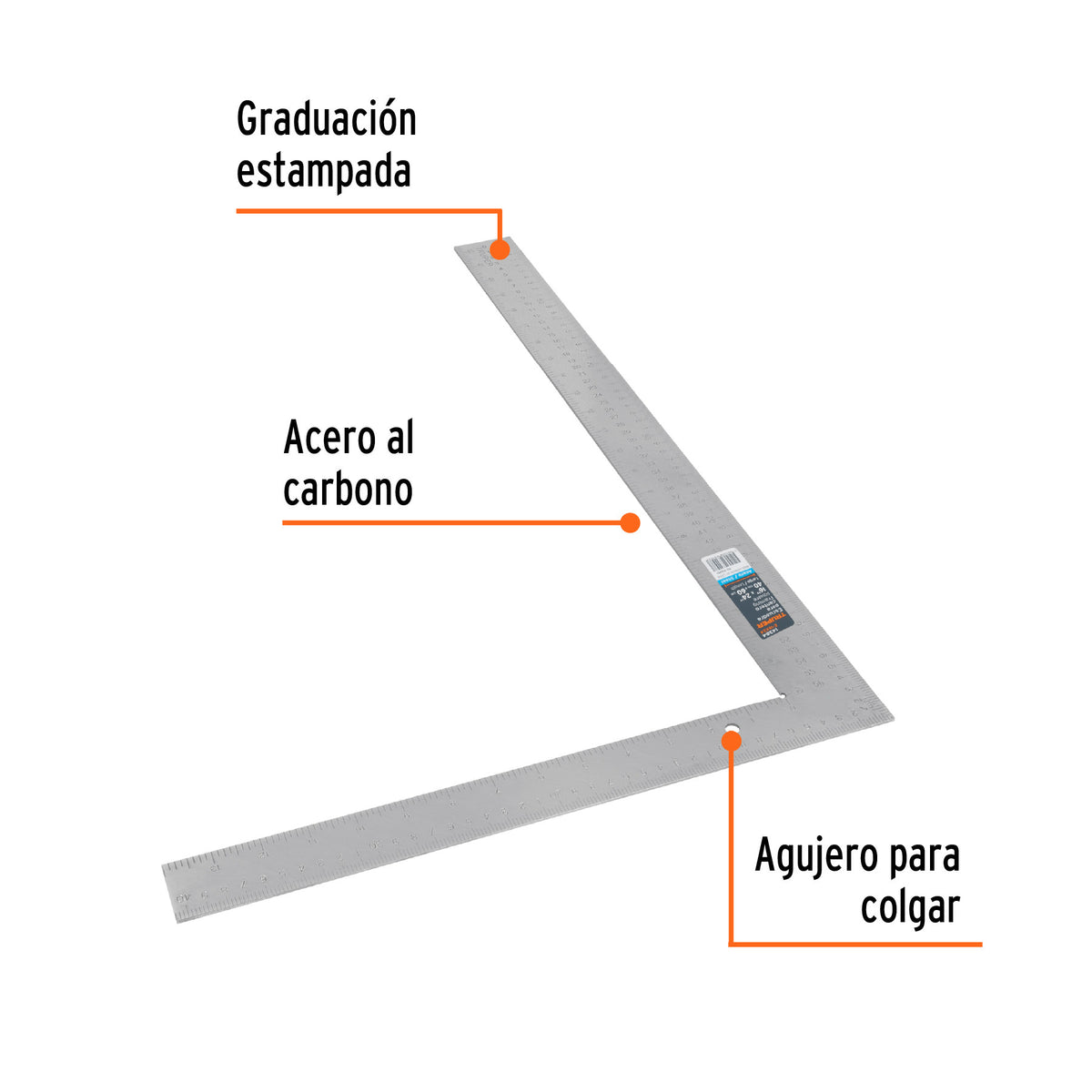 Escuadra 16'x24' de acero para cantero, Truper 16', 24'