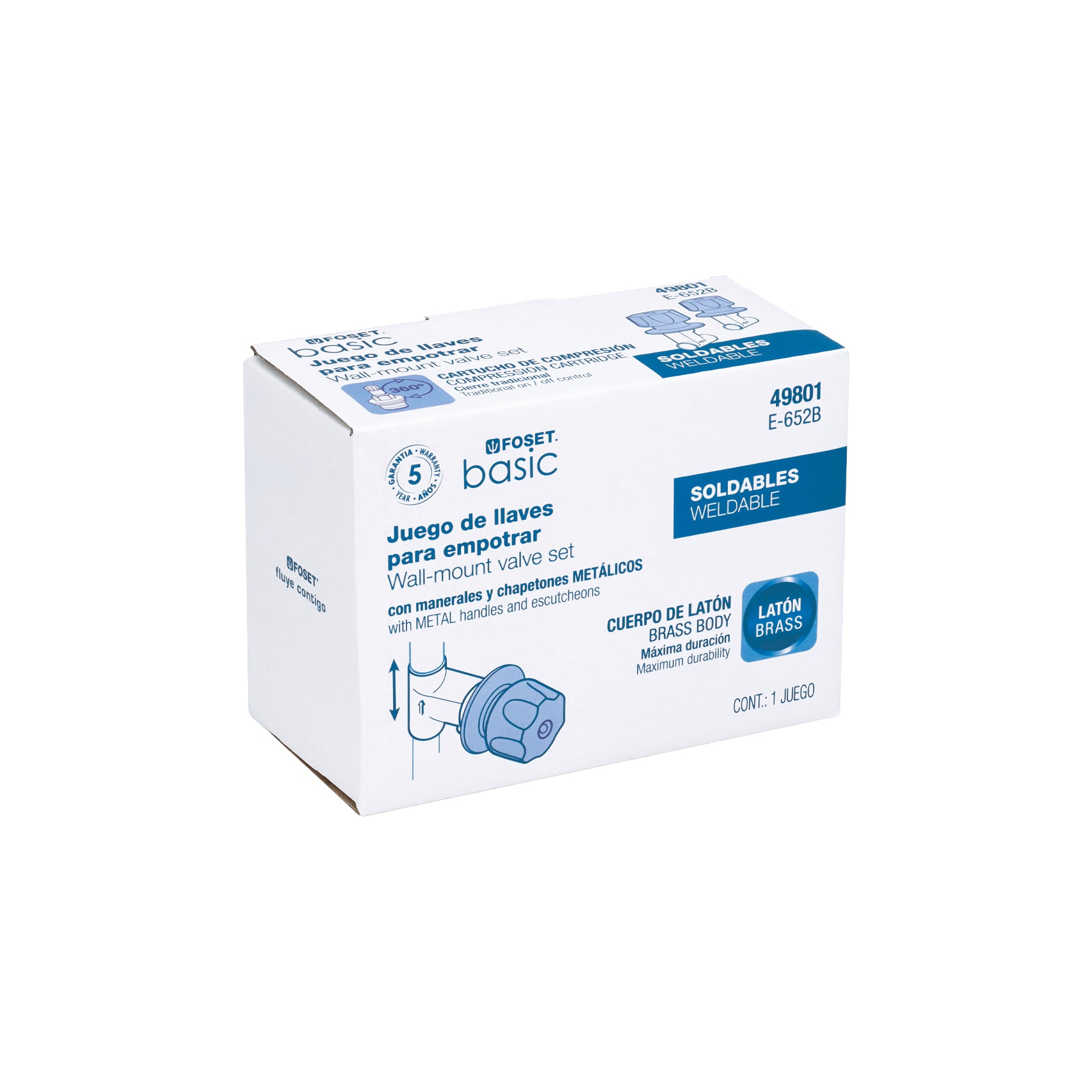 Juego llaves empotrar soldables maneral metalico BASIC