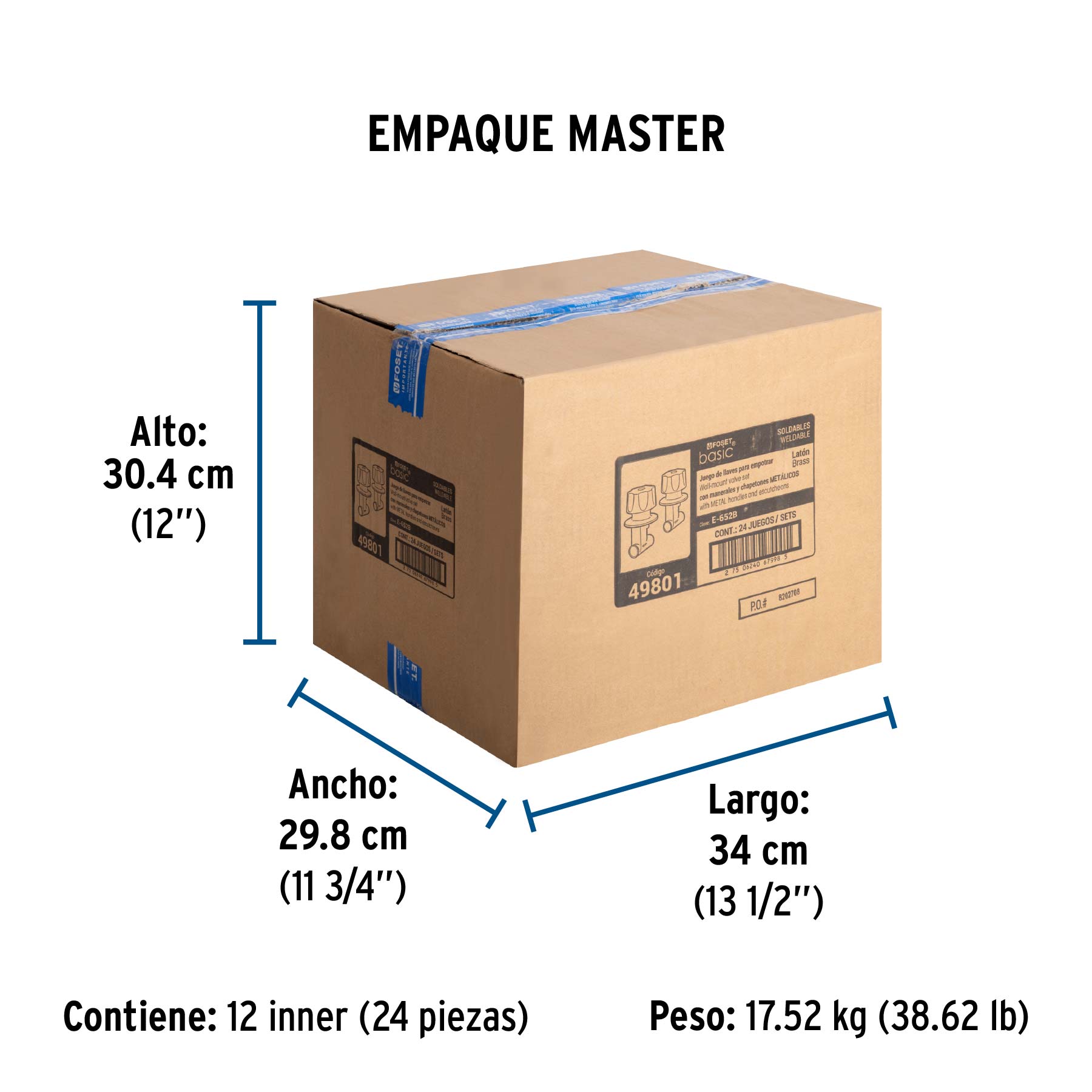 Juego llaves empotrar soldables maneral metalico BASIC