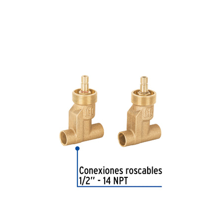 Juego llaves empotrar soldables 1/4 vuelta s/maneral FOSET