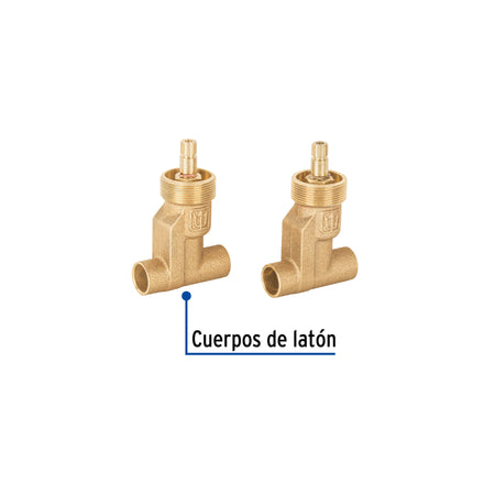 Juego llaves empotrar soldables 1/4 vuelta s/maneral FOSET