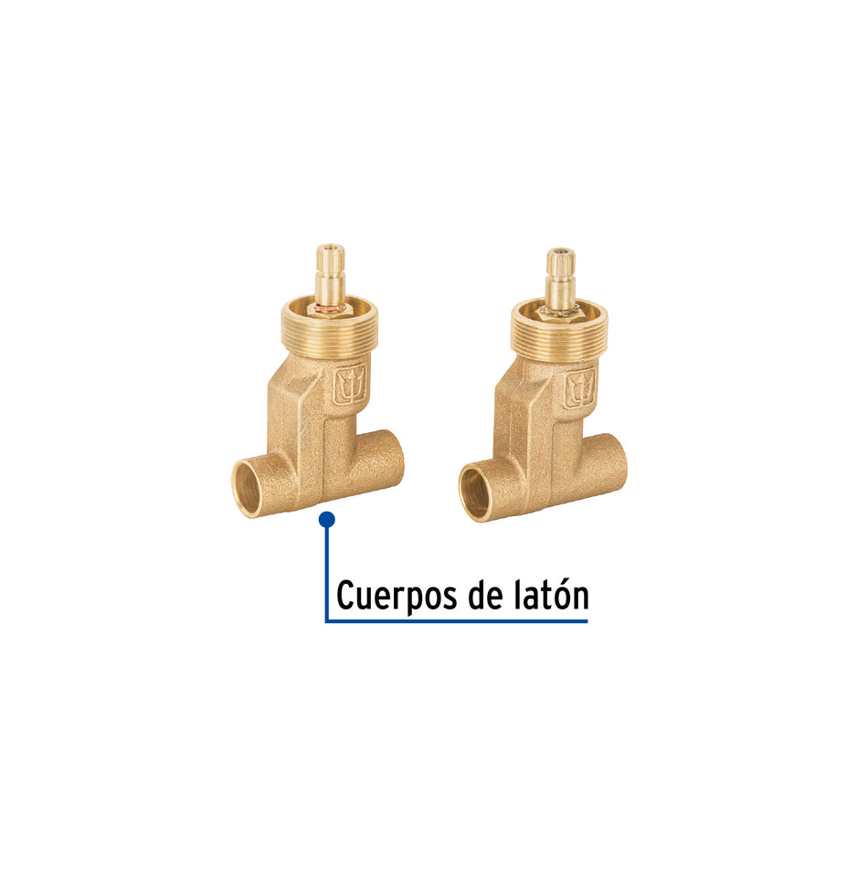 Juego llaves empotrar soldables 1/4 vuelta s/maneral FOSET