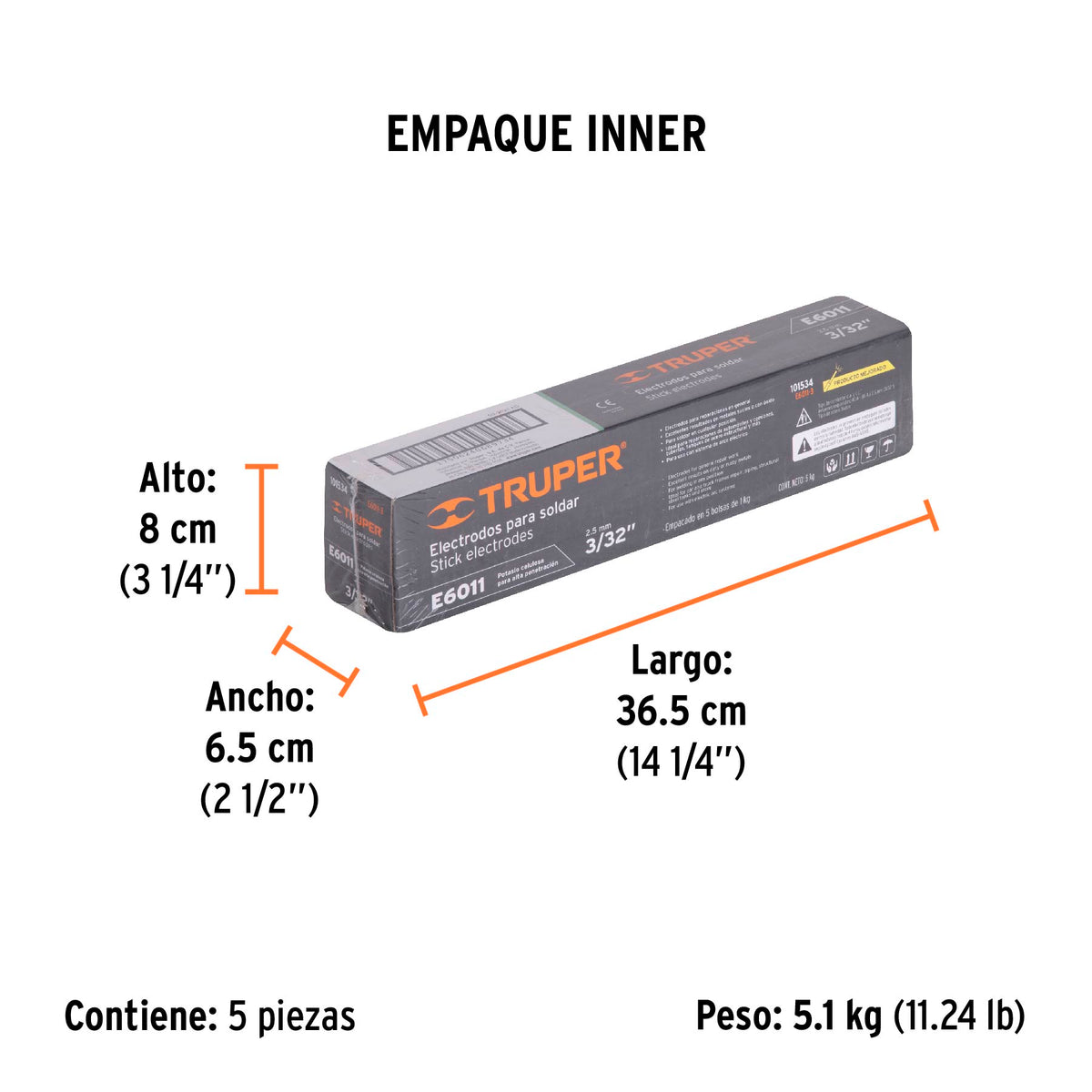 Bolsa con 1 kg de electrodos 6011 de 3/32', Truper