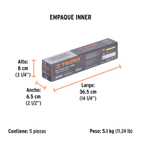 Bolsa con 1 kg de electrodos 6011 de 3/32', Truper