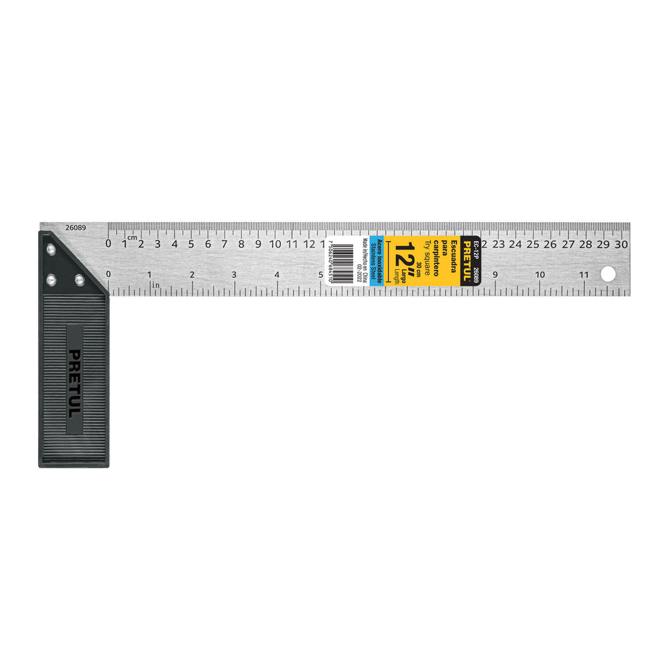 Escuadra 12" para carpintero Pretul