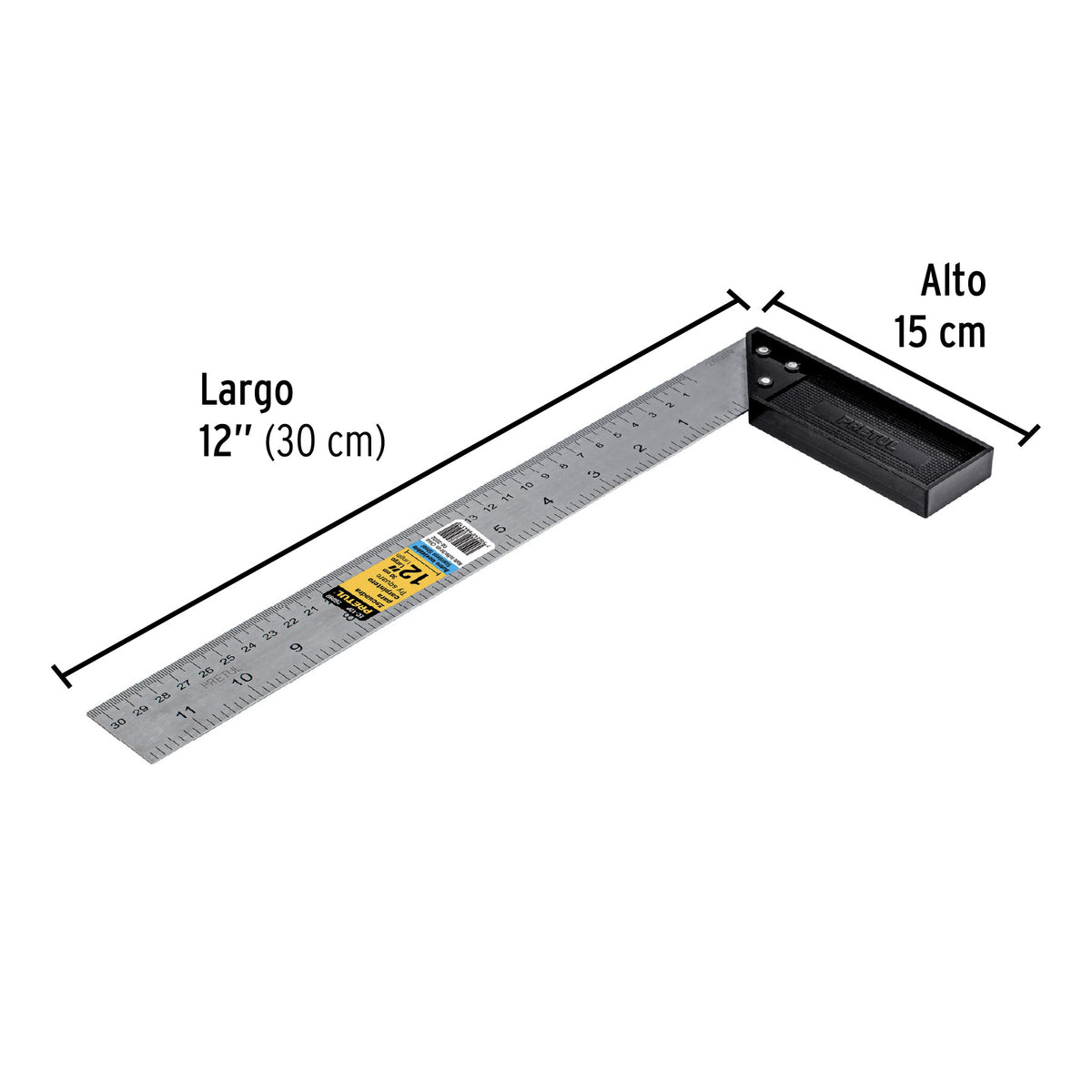 Escuadra 12" para carpintero Pretul