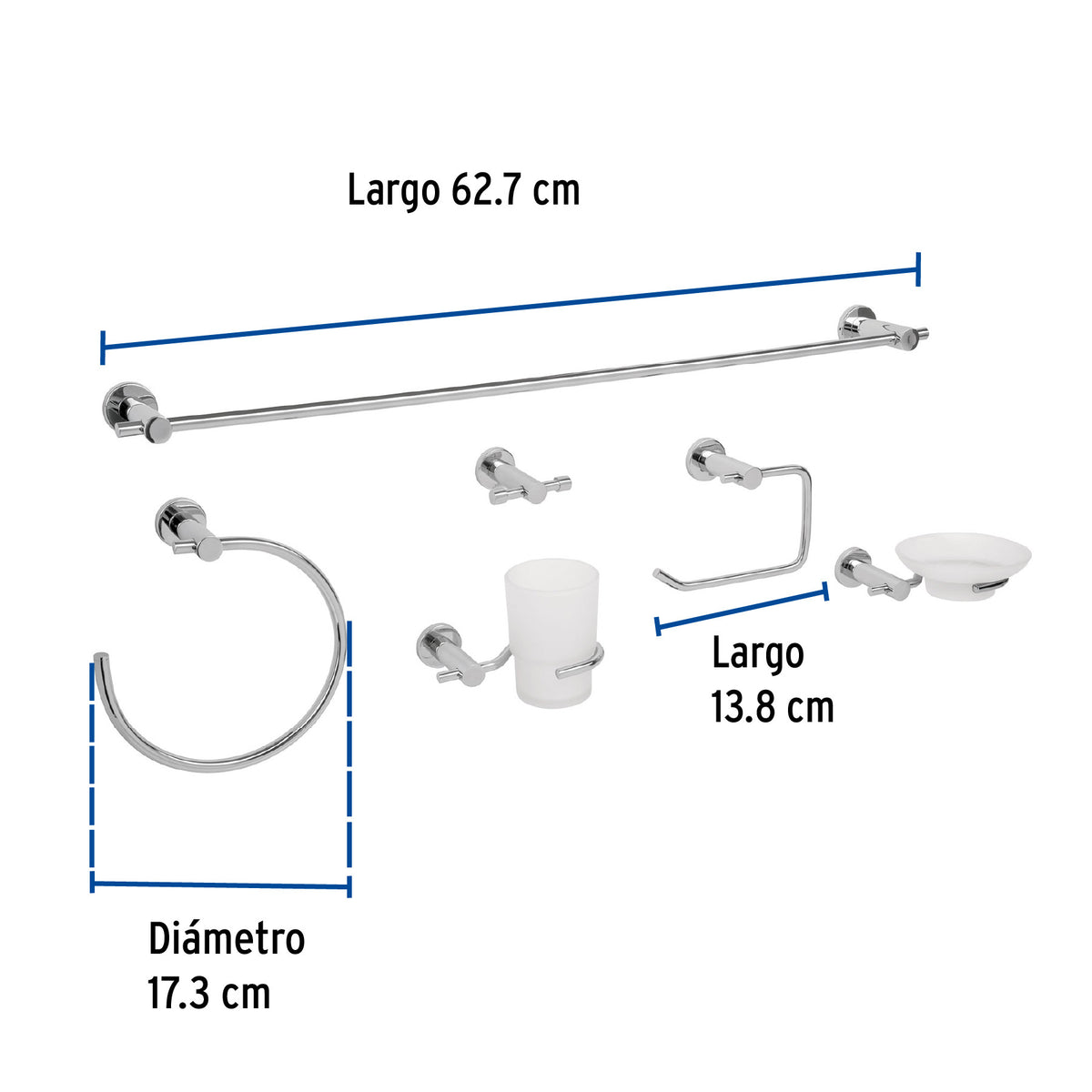 Juego de 6 accesorios para bano acabado cromo FOSET ELEMENT