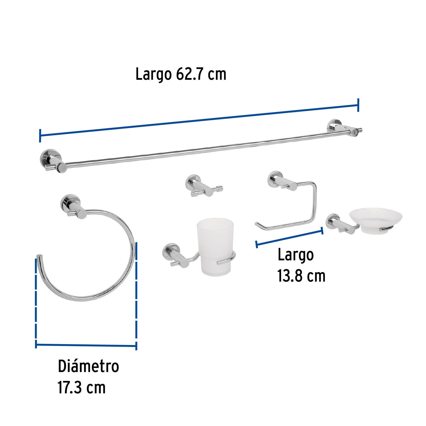 Juego de 6 accesorios para bano acabado cromo FOSET ELEMENT