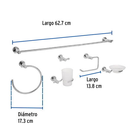 Juego de 6 accesorios para bano acabado cromo FOSET ELEMENT