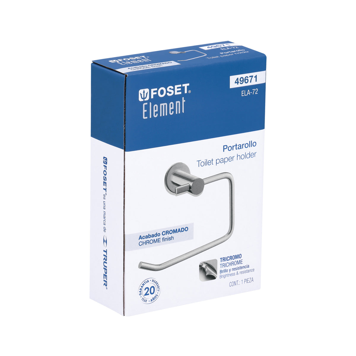 Portarrollo metalico acabado cromo FOSET ELEMENT