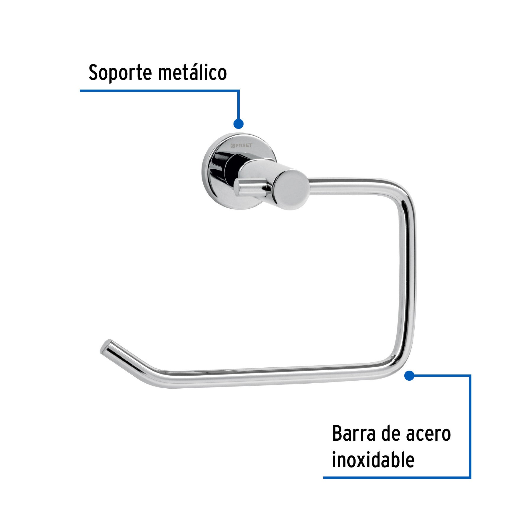 Portarrollo metalico acabado cromo FOSET ELEMENT
