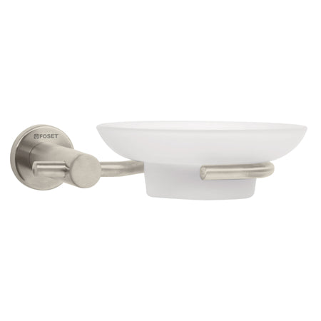 Jabonera metálica satín con plato de vidrio, FOSET ELEMENT