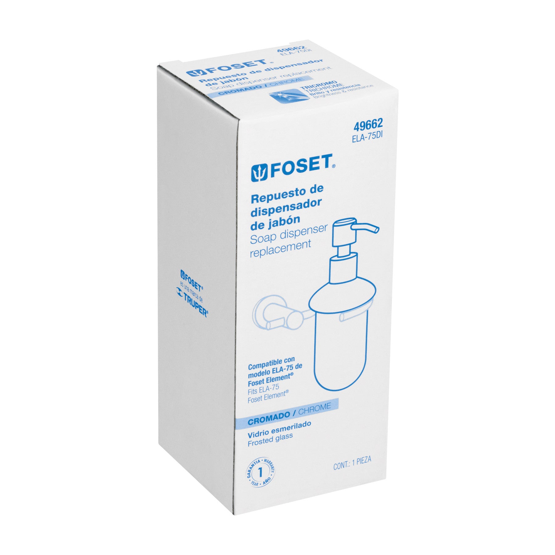 Dispensador de jabón de repuesto en acabado cromo, ELEMENT