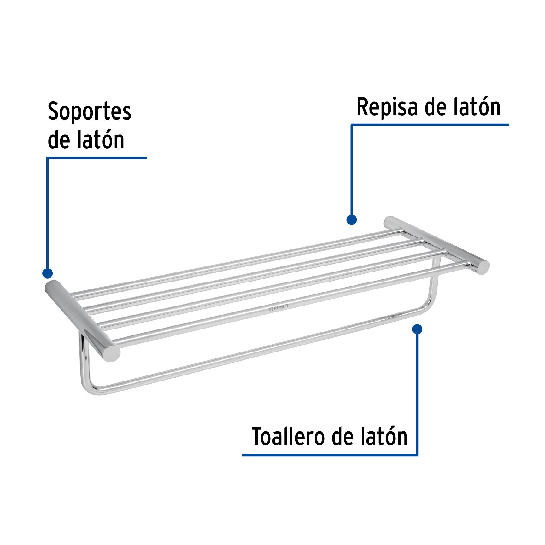 Repisa de laton portatoalla en acabado cromo FOSET ELEMENT