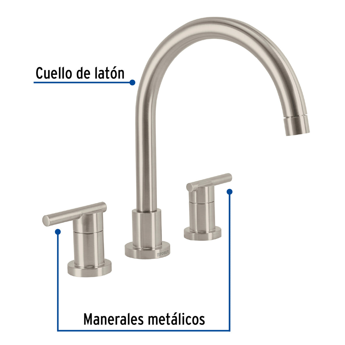 Mezcladora satin cuello alto para fregadero FOSET ELEMENT