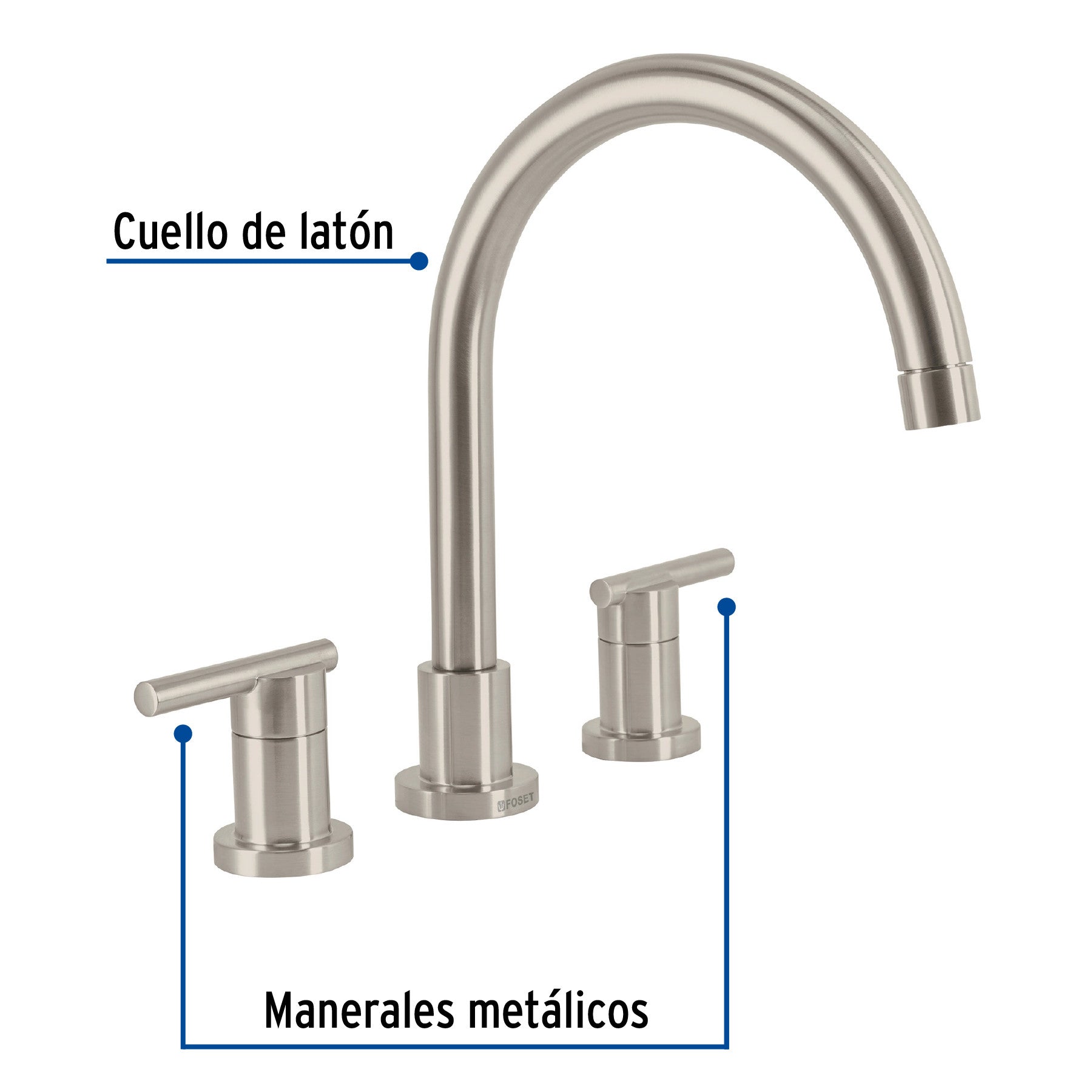 Mezcladora satin cuello alto para fregadero FOSET ELEMENT