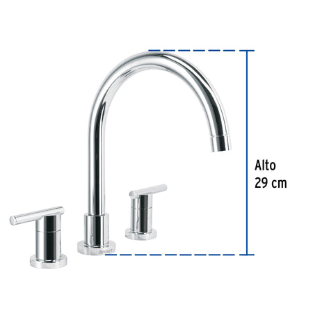 Mezcladora cromo cuello alto para fregadero FOSET ELEMENT