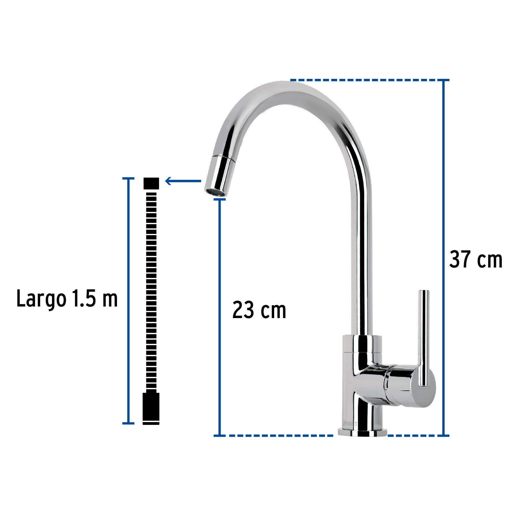 Monomando cromo nariz retractil para fregadero ELEMENT